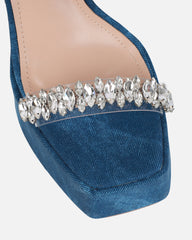 Immogen Clear Blue Denim Effect Diamante Platform Heels