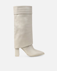 Tamiar Stone Fold Over Block Heeled Knee High Boots