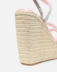 Jama Pink Faux Snake Effect Diamante Espadrille Sandals