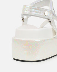 Jamarni White Croc Flatform Sandals