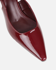 June Burgundy Patent Low Sling Back Court Shoes
