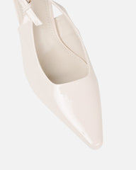 June off white patent low sling back court shoes