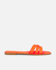 Jorja Bright Orange Slip On Flat Sandals