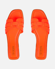 Jorja Bright Orange Slip On Flat Sandals
