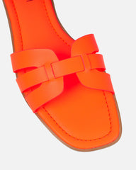 Jorja Bright Orange Slip On Flat Sandals