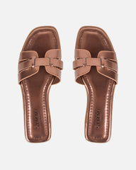 Jorja Bronze Metallic Slip On Flat Sandals