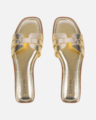 Jorja Gold Metallic Slip On Flat Sandals