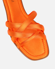 Kina Orange Satin Padded Slip On Flat Sandals