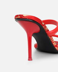 Kaeli red printed heeled sandals