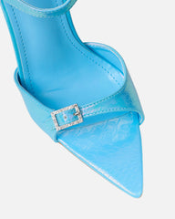 Kameo Blue Faux Snake Effect Diamante Buckle Heels
