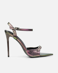 Kameo Petrol Faux Snake Effect Diamante Buckle Heels