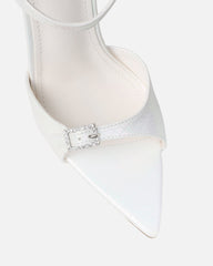 Kameo White Faux Snake Effect Diamante Buckle Heels