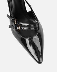 Kassiani Black Patent Sling Back Court Shoes