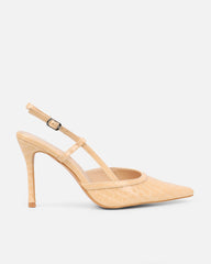 Kassi Nude Faux Croc Sling Back Court Shoes