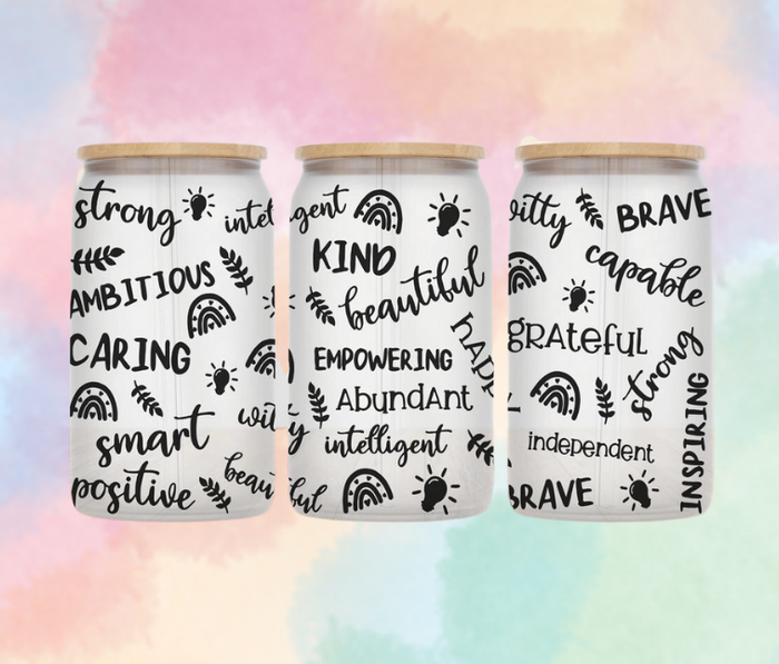 Kind - 16oz Glass Can Cup with Lid and Straw
