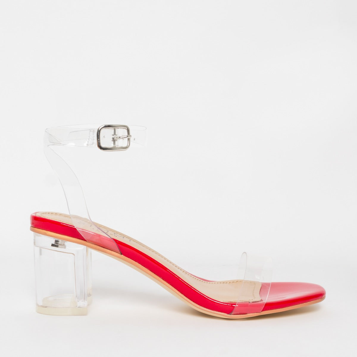 Koko Red Clear Mid Block Heels