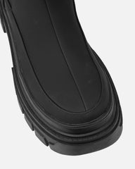 Kruse Black Rubberised Flat Chunky Knee High Boots