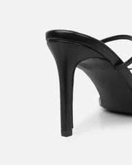 Jayana Black Strappy Mules