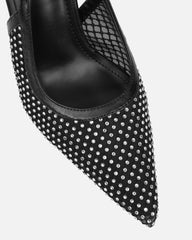 Lailla Black Mesh Diamante Sling Back Court Shoes