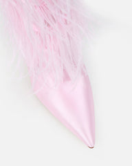Marcos Pink Satin Fluffy Stiletto Knee High Boots
