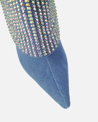 Lawler Blue Denim Diamante Fold Over Boots