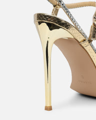 Darlina Gold Snake Diamante Heeled Sandals
