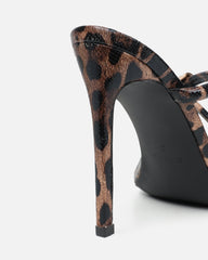 Zuleta Leopard Snake Stiletto Heeled Mules