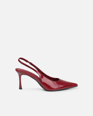 Liorra Dark Red Patent Sling Back Court Shoes