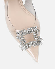 Laylin Clear Nude Diamante Sling Back Court Shoes