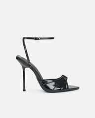 Leany Black Shine Gold Detail Heeled Sandals