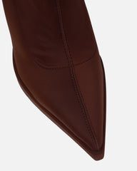 Lewin Brown Lycra Pointed Stiletto Ankle Boots