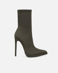 Lewin Khaki Stretch Stiletto Sock Boots