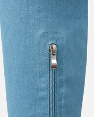 Lewie Blue Denim Stretch Pointed Toe Thigh High Stiletto Boots
