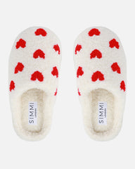 Loved Cream Heart Print Slippers