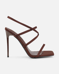 Macenna Brown Lycra Heeled Sandals