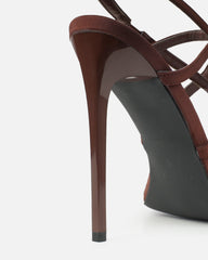 Macenna Brown Lycra Heeled Sandals