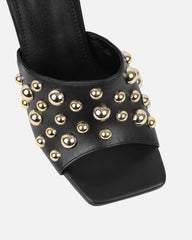 Opalle Black Heeled Mules With Gold Studs
