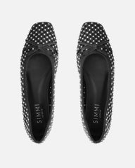 Mariay Black Diamante Ballet Flats