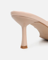Mines Stone Patent Mid Heel Mules