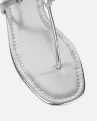 Martinez Silver Metallic Toe Post Flat Sandals