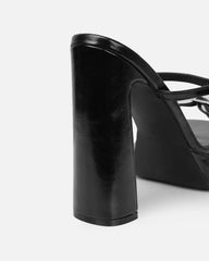 Maura Black Diamante Buckle Platform Sandals