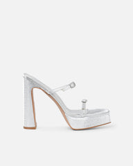 Maura Silver Metallic Snake Effect Platform Sandals