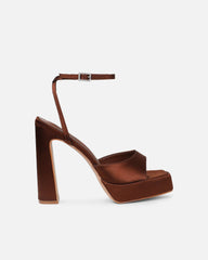 Kamiko Chocolate Brown Satin Platform Sandals