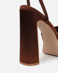 Kamiko Chocolate Brown Satin Platform Sandals