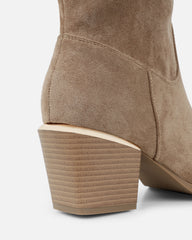 Maurice Beige Faux Suede Calf Western Boots
