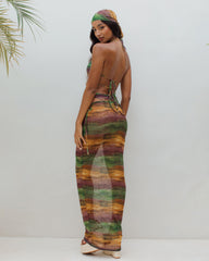Maya Animal Print Mesh Maxi Skirt