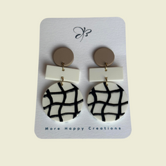 Mesh Mirage Polymer Clay Round Pendant Earrings