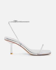 Mimi Silver Clear Diamante Low Heeled Sandals