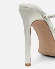 Marium White Spiral Flower Heeled Sandals