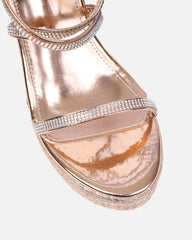 Missy Rose Gold Diamante Wedge Espadrille Sandals